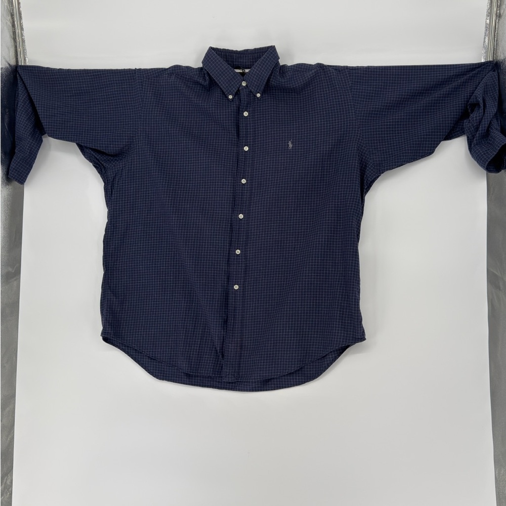 Ralph Lauren Dark Blue Plaid Button Down Shirt 
002